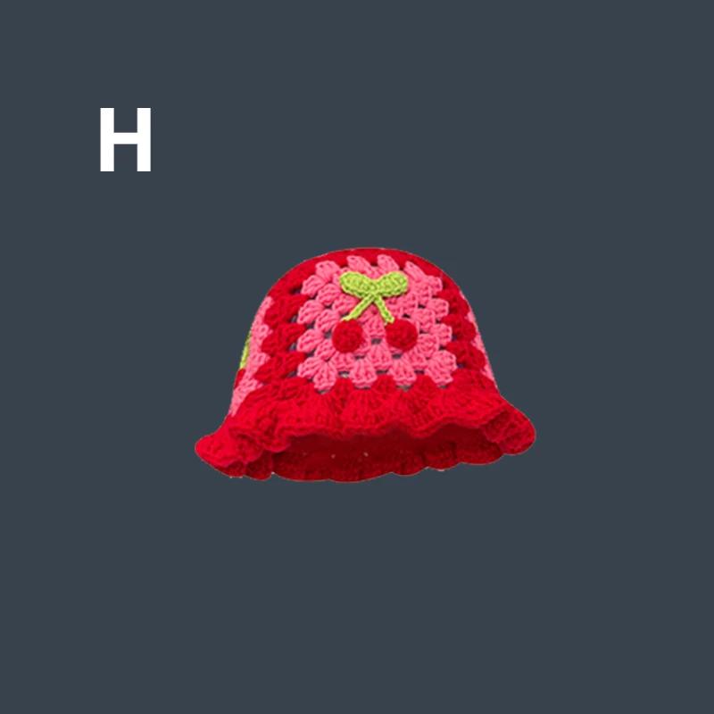 2024 Flower Crochet Bucket Hat Women Summer Handmade Knit Beanies INS Y2k Korean Fashion Panama Cap
