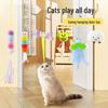 Popular Cat Teaser Wand with Retractable Door Hanger and Elastic Rope - Feather Toy for Self-Play and Boredom Relief