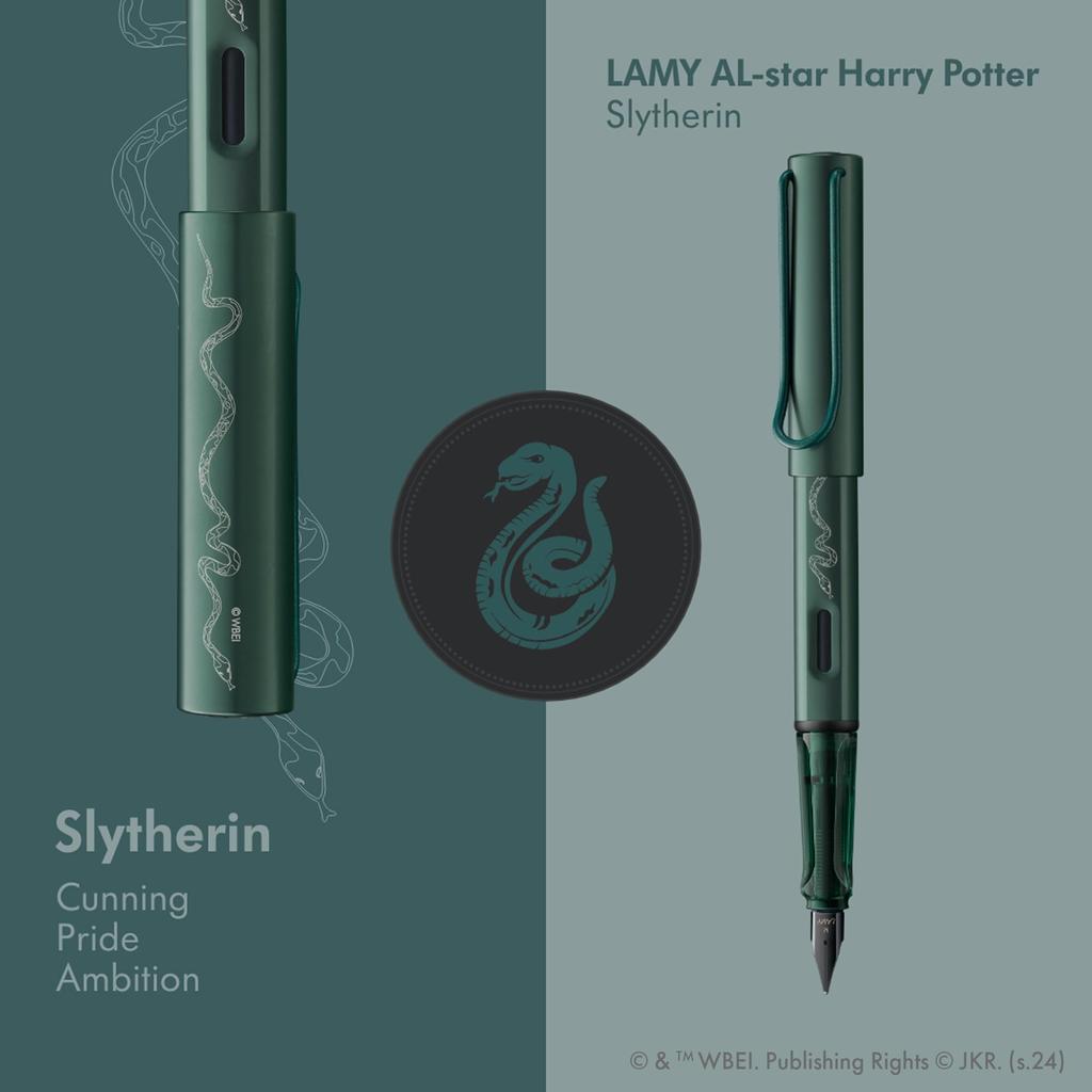 LAMY Harry Potter Slytherin Special Edition Fountain Pen with House Engraving EF Size Steel Nib Lightweight Aluminum Body Includes LAMY T 10 Blue
