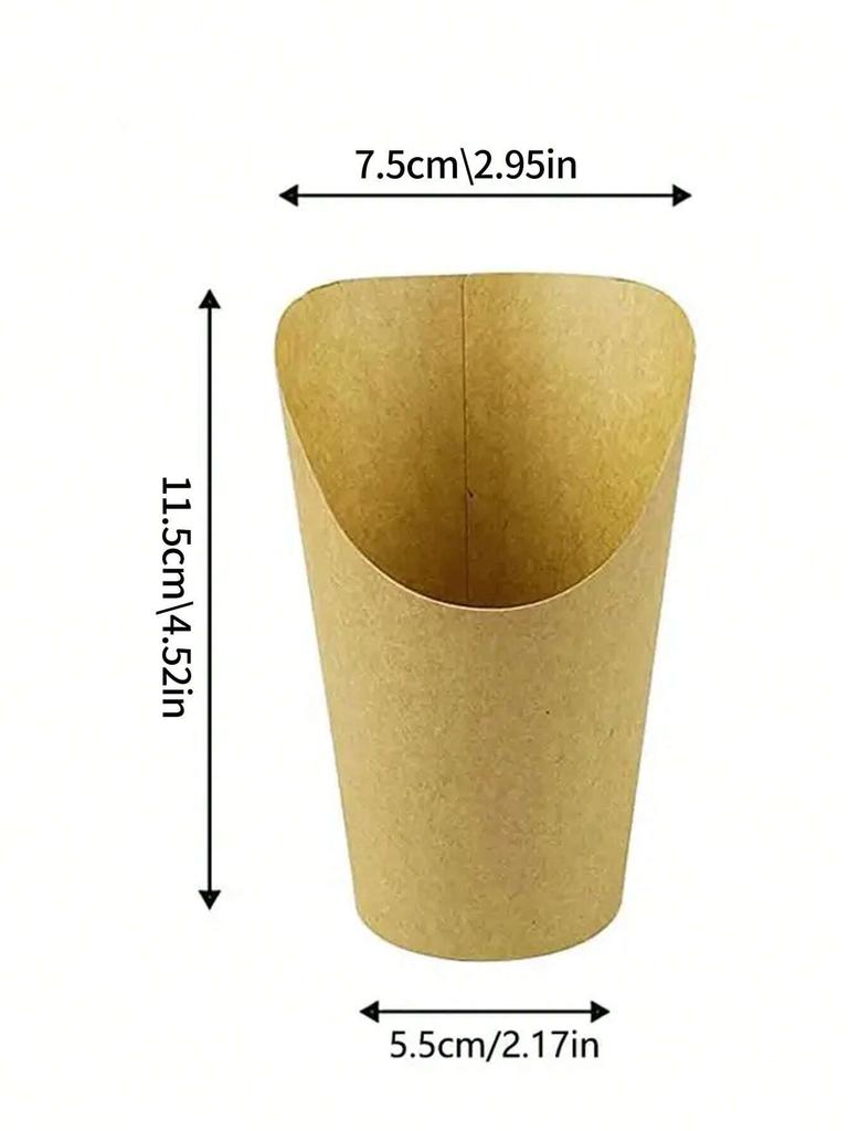 200/50pcs French Fry Cups Christmas Party Kraft Paper Slanted French Fries Cup Take-out Boxes Snack Containers Baking Cups