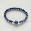 Lapis Lazuli Bracelet, 6mm Blue Gold Beaded Bracelet for Women, Bracelet for Mom, Blue Lapis Lazuli Crystal Bracelet