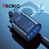 VAORLO 3A Charging Port Fast Charger 4 USB Port LED Light Quickly Charge EU US Plug 48W Charging