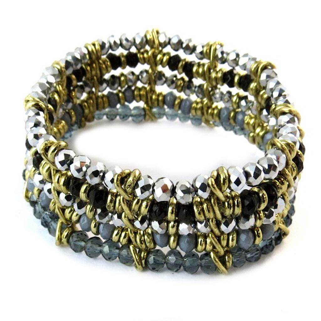 Les Trésors De Lily [N8250] - Gray 'Sissi' Designer Bracelet - 4 Rows