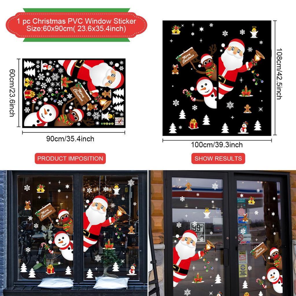Cartoon Christmas Window Glass Stickers 2025 Christmas Decoration for Home Living Room Wall Decor 2025 Happy New Year Stickers