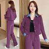 Trendy Spring & Autumn Women's Two-Piece Suit: Long-Sleeve Coat & Wide-Leg Pants - Slimming & Youthful Look