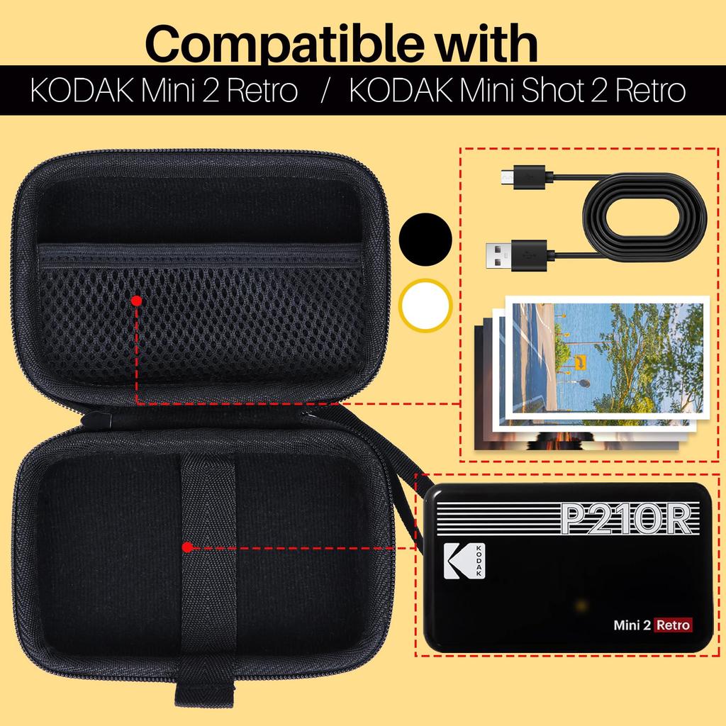 Compatible with Lebakort Protective Storage Case for Kodak Mini 2 Retro KODAK Mini Shot 2 Retro Smartphone Printer Instant Printer Instax Printer