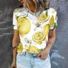 Summer Women T-shirts Short Sleeve Top Refreshing Lemon Fruit Pattern T-shirts S-5XL Round Collar Women's Clothing T-shirt Top