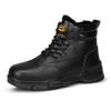 Fashion Waterproof Leather Safety Boots For Men Winter Boots Steel Toe Black Work Boots Indestructible Industrial Safety Shoes Man Shoes