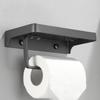 Paper Holder with Shelf Aluminum Black White Grey Wall Mount Kitchen Bathroom Toilet Paper Towel Roll Rack Storage Tissue Hanger