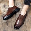 British Style Brown Brogue Shoes for Men's Breathable Anti Slip Leather Casual Shoes Men’s Pointed Toe Shoes for Wedding