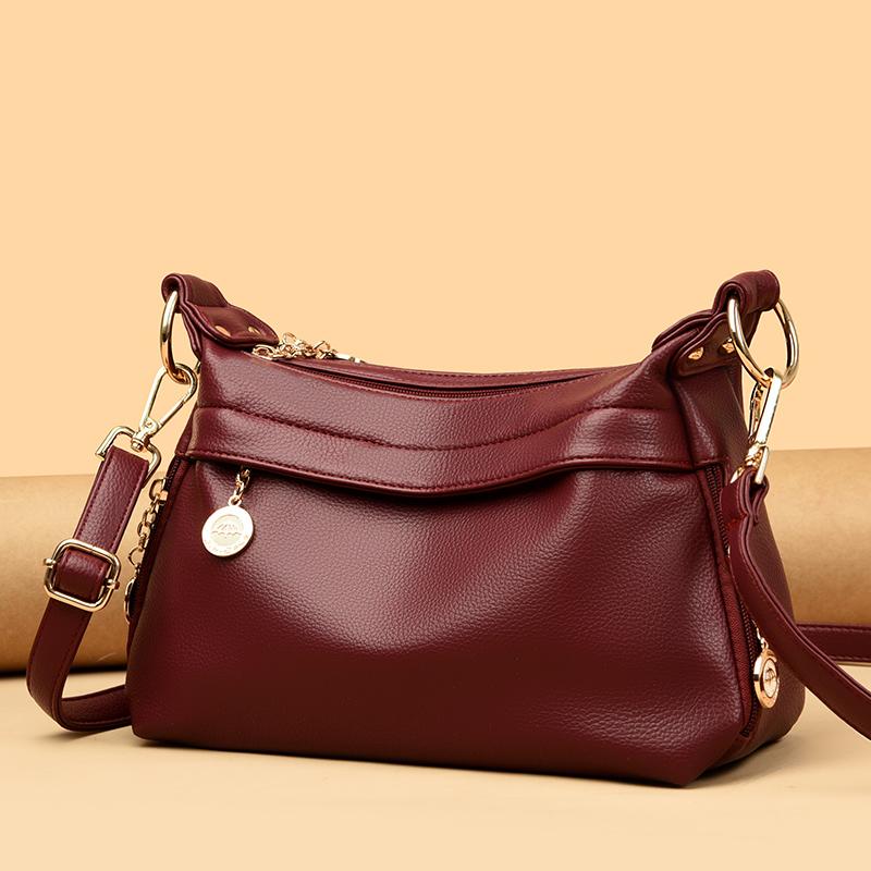 Women's Large-capacity Leather Bag  Messenger Bags  Monochromatic  Luxury  Female  Shoulder  Crossbody  Tote  High Quality