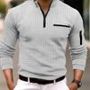 Men's Spring and Autumn Fashion Casual T-shirt Men's Checkerboard Checked Shirt Arm Zipper Sports Shirt