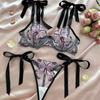 New Butterfly Embroidery Suspender Transparent Mesh Yarn Seductive Girl Sex Suit