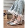 French Sequined Silver Small Inner Height Increase 5cm Light Mouth Single Shoes Women's Mary Jane Evening Shoes