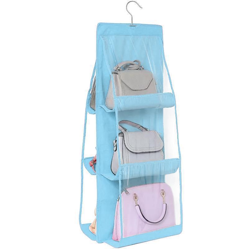 Double Side Transparent 6 Pocket Organizer Backpack Handbag Storage Bags Shoe Storage Bag Home Supplies Closet Rack Hangers