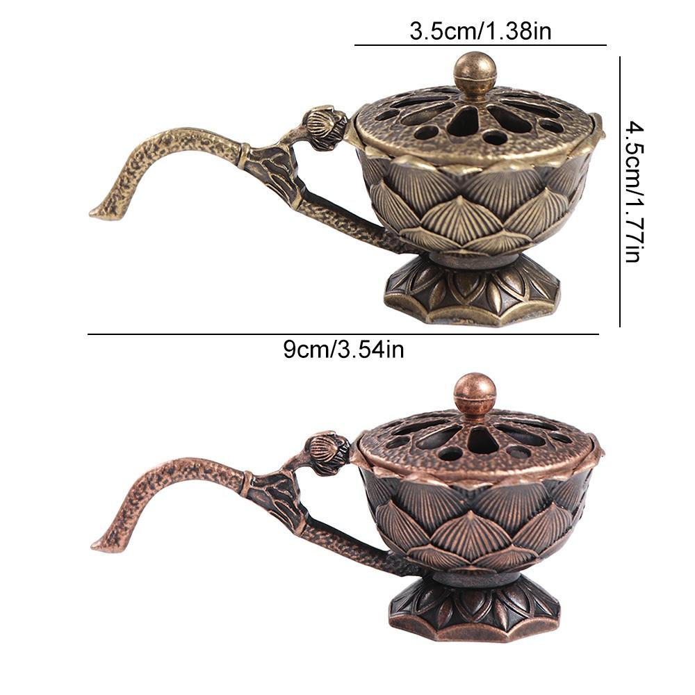 Retro Copper Lotus Hand Stove Zinc Zinc Alloy Brass Incense Holder Metal Censer  Indoor CDN