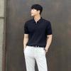 Summer Men's Knitted Short-sleeved Polo Shirt Korean Version of the Slim Solid Color Ice Silk Lapel T-shirt