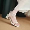 Women Square Toe Strappy Sandals Women Design Chunky Dress Shoes Summer Peep-toe Heels Party Pumps Zapatos Mujer