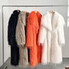 Tassel Fur Coat Extended Solid Color Faux Fur Coat Autumn and Winter New Fur Coat