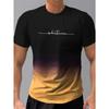 Summer Fashion Men's Fashion Design Gradient Color Letter Print T-shirt Top Breathable Soft Short Sleeved Men's Clothing Shirt