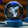 1 PC Unicorn 3D Laser Carved Crystal Ball and Wooden Colored LED Light Holder, Home Decoration Orbum, Girlfriend, Colleague, WIF