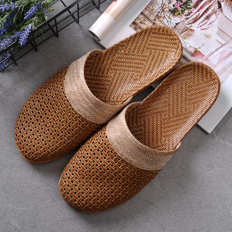 Summer Men/Women Flat Slippers Casual Slides Floral Bow Linen Women Sandals Indoor Shoes