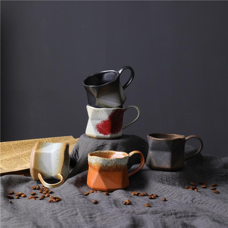 Creative Coffee Cup Coarse Pottery Water Cup Retro Supply Niche Ceramic Cup Japanese Ceramic Special-Shaped Cup