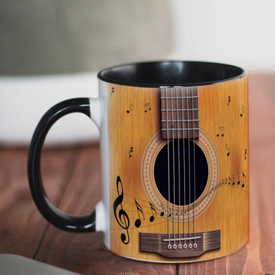 Musical Coffee Mug Ceramic Novelty Music Note Cup Large 350ml Capacity Guitar Piano Violin Design Hot Drinking
