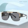 Fashion Luxury Brand Oversized Square Sunglasses Men Women Vintage Metal Big Frame Semi-Rimless One Lens Sun Glasses Uv400