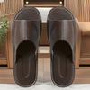 Men's Large Genuine Leather Cowhide Slippers - Non-Slip, Summer Home Comfort, Plus Sizes Available