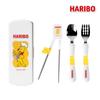 Haribo Baby Spoon Fork Chopsticks Cutlery Case 4P Tableware Set, See Details Page, Yellow