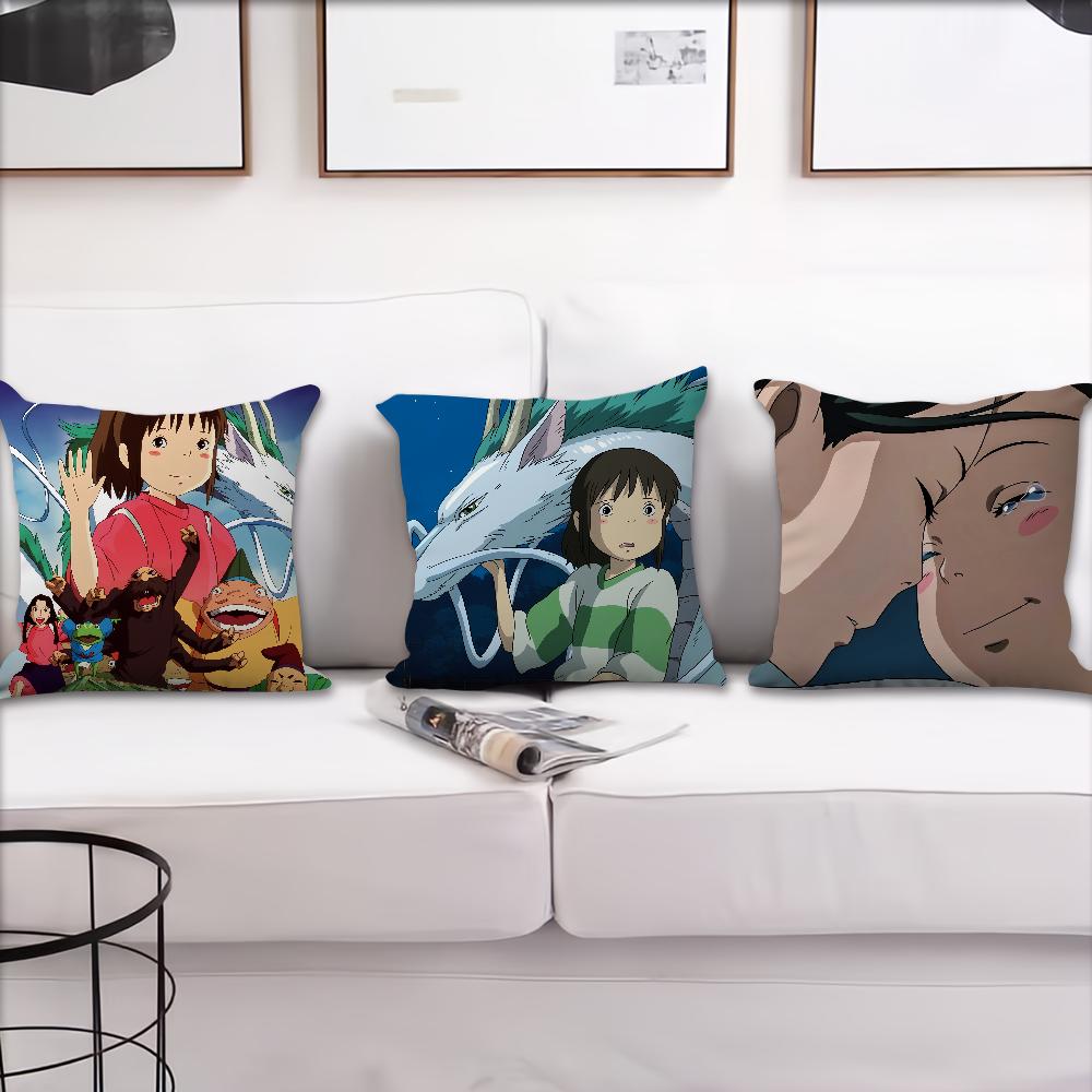 A-Away S-Spirited Cushion Cover Anime Film Soft Comfortable Pillow Case for Sofa Living Room Home Office Decor Protective Covers