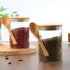 Glass Sealed Jar Transparent Glass Canister with Spoon Wooden Lid Food Storage Jar