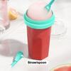 Silicone Slushie Cup with Lids Straws Portable Freezing Smoothie Cup BPA-free Cold Drink Cup for Juices Ice Cream Kids