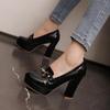 Q/Women's High Heel Single Shoes Fashion Waterproof Platform Thick Heel Large Size Colored Low Top Shoes