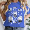 Women T-shirts New Ladies Casual Female Clothes Tops Black Cat Books Print Ladies Tees Tshirt Cartoon Graphic T-Shirt Clothing