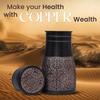 Premium Copper Ayurvedic Water Bottle/Jar With In Build Glass Black Antique Glossy Finish Suitable For Home In Dining And Room. - 1000 Ml