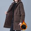 Plus Size Imitation Lamb Fleece Jacket Women's Winter Warm Quilted Jacket Mid-length Hooded Padded Jacket