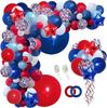 Independence Day Balloon Chain Set Boy'S Birthday Party Wreath Arch Red And Blue Themed Decoration