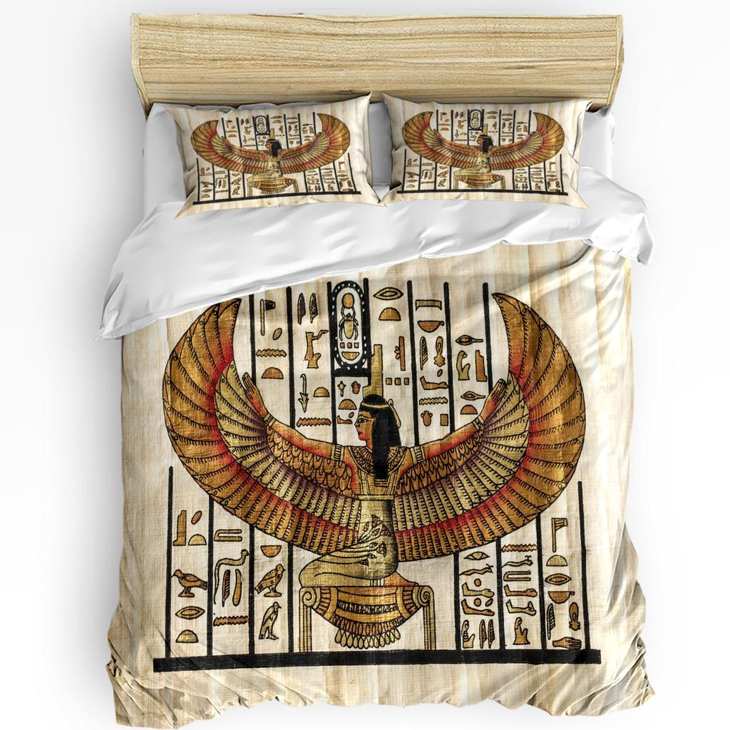 Hieroglyphic Carvings Ancient Egyptian Temple 3pcs Bedding Set For Double Bed Home Textile Duvet Cover Quilt Cover Pillowcase