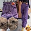 Women Winter Plush Thicken Warm Pants Loose Leggings Casual Sports Pants Sweatpants Joggers