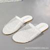 Большого размера низкокаблучные носки-сетка тапочки женские новые фэн-шуй бриллиантовые сандалии женские