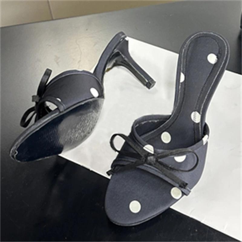 Eilyken Design Butterfly-kont Thin Heels Women Slippers Summer Open Toe Stripper Party Slides Shoes