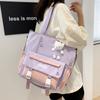 Large Capacity Messenger Bag Contrast Color Student Class Tutor Bag College Women's Tote Bag Shoulder Bag