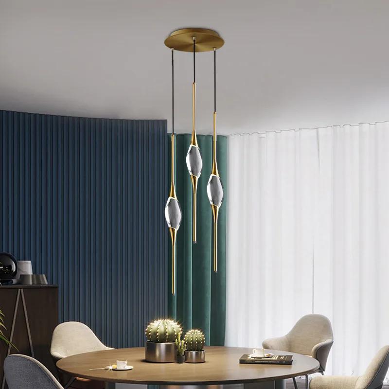 Nordic Post-modern Pendant Lights Creative Brass Diamond Crystal Bedroom Bedside Restaurant Bar Designer Lighting Fixtures
