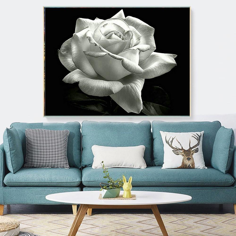 Diamond Painting With Round Stones Flowers Home Decoration 5d Diamond Mosaic Picture