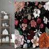 Floral Plant Shower Curtain, Bathroom Decorative Shower Curtain, Waterproof Shower Curtain with Hooks