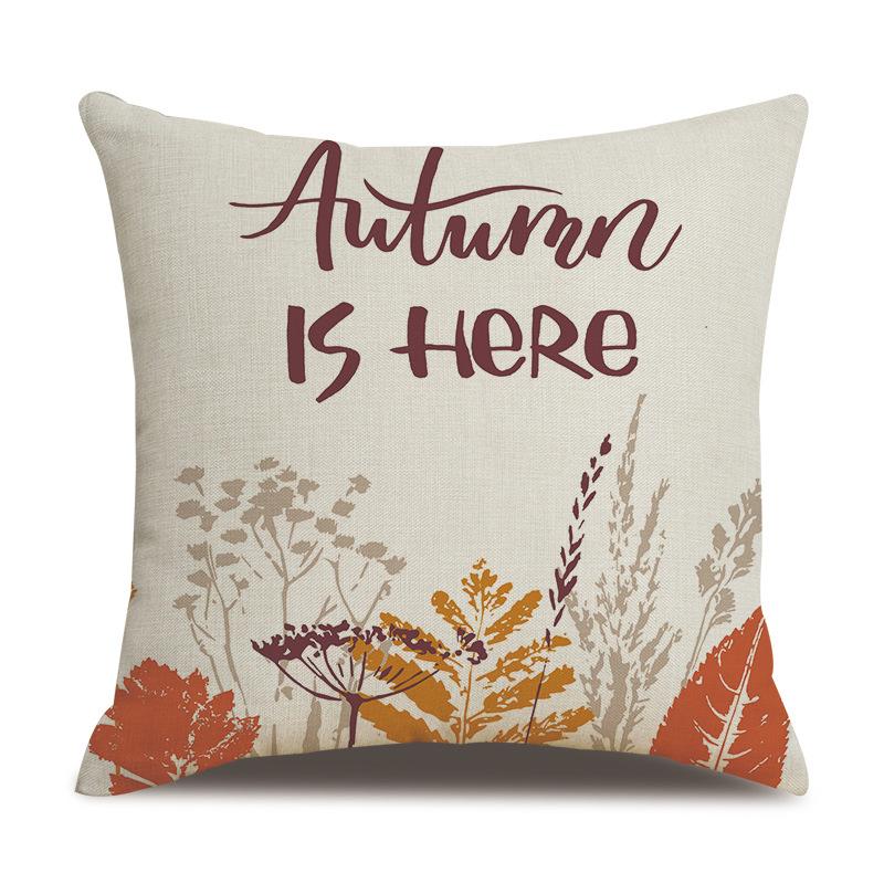 Thanksgiving Linen Pillowcase Autumn Pumpkin Print Pillow Cushion Cover