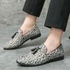 New Casual Leather Shoes Large Size Tassel Leopard Leather Shoes Men Loafers Flat Slip On Shoes Men Fashion British Style Loafers