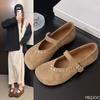 Fashion New Spring Suede Elegant Minimalist Flats Retro Women's Round Toe Daily Walking Shoes Fashionable Versatile Women Shoes